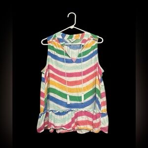 Colorful Striped Blouse with Peplum bottom